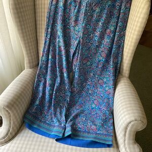 J Jill Blue and Orange Print Crop Pants, size XL